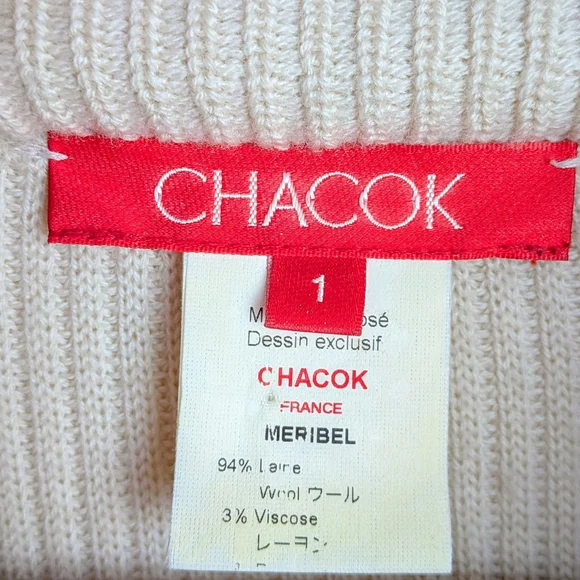 Chacok Meribel Zip Cardigan Sweater Women’s Size 1 Wool Blend Made in France - Picture 7 of 8